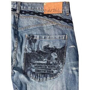 Artful Dodger Distressed Battle Ready Jeans Size 38 (40x33) Baggy Skater Y2K EUC